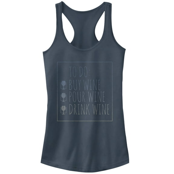 Junior's CHIN UP Wine To Do List Racerback Tank Top Indigo 2X Large