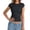 0-Black213, variant on Women's Fitted Ribbed Cap Sleeve T Shirt Slim Stretch T-Shirt Solid Crew Neck Tee