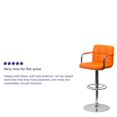 thumbnail image 2 of 2 Pk. Contemporary Orange Quilted Vinyl Adjustable Height Barstool with Arms and Chrome Base, 2 of 9
