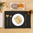 thumbnail image 2 of Placemats Set of 4, Yamaziot Double Layer Cloth Fabric Heat Resistant Place Mat, Washable Reversible Rectangle Dining Table Mats, Linen Style Black, 12"x18", 2 of 9