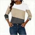 thumbnail image 4 of Fall Outfits for Women 2025 Tops Plus Size Large White 3/4 Sleeve Shirts Plus Size Striped Sweatshirt, 4 of 5