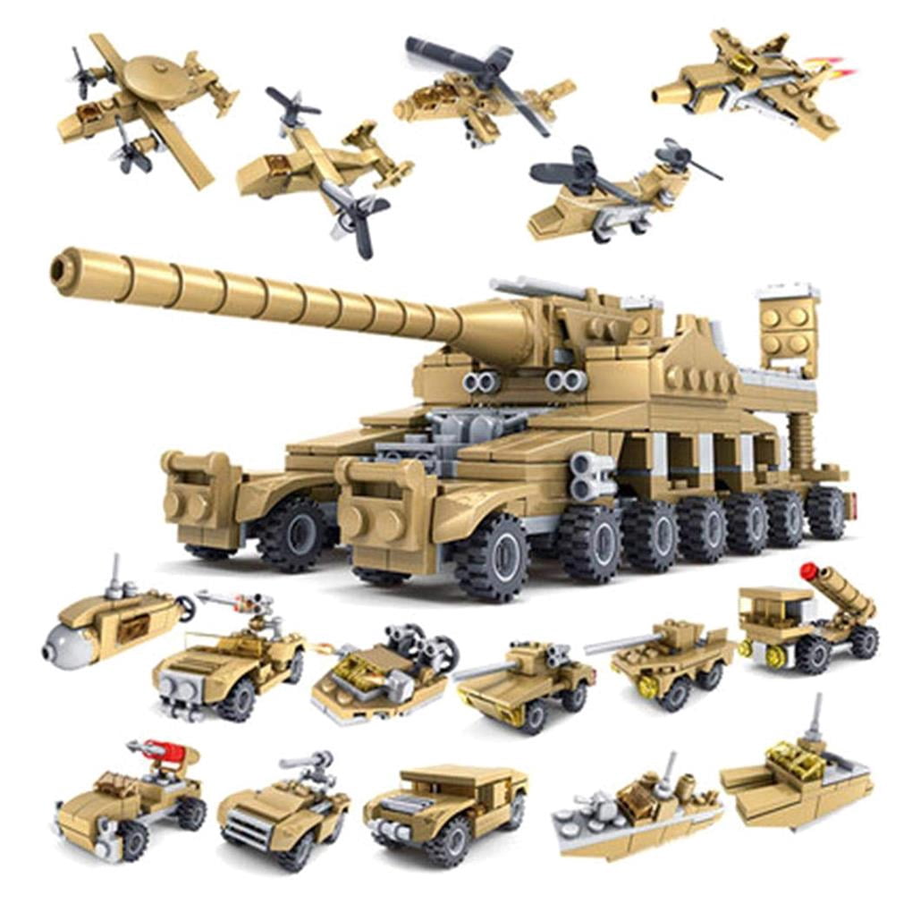 mmirethe 16-in-1 Car Building Toy Set Children Building Blocks Educational Toy