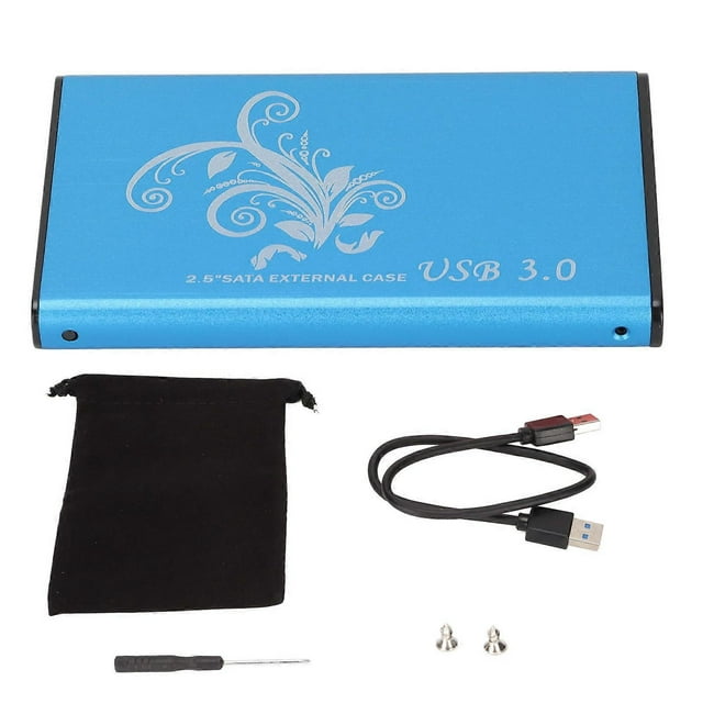 Hard Drive Enclosure 4TB 2.5in 5Gbps Transmission USB3.0 Aluminium Alloy Plug and Play HDD Enclosure for Laptop Desktop Blue (Not Inclube Hard Disk)