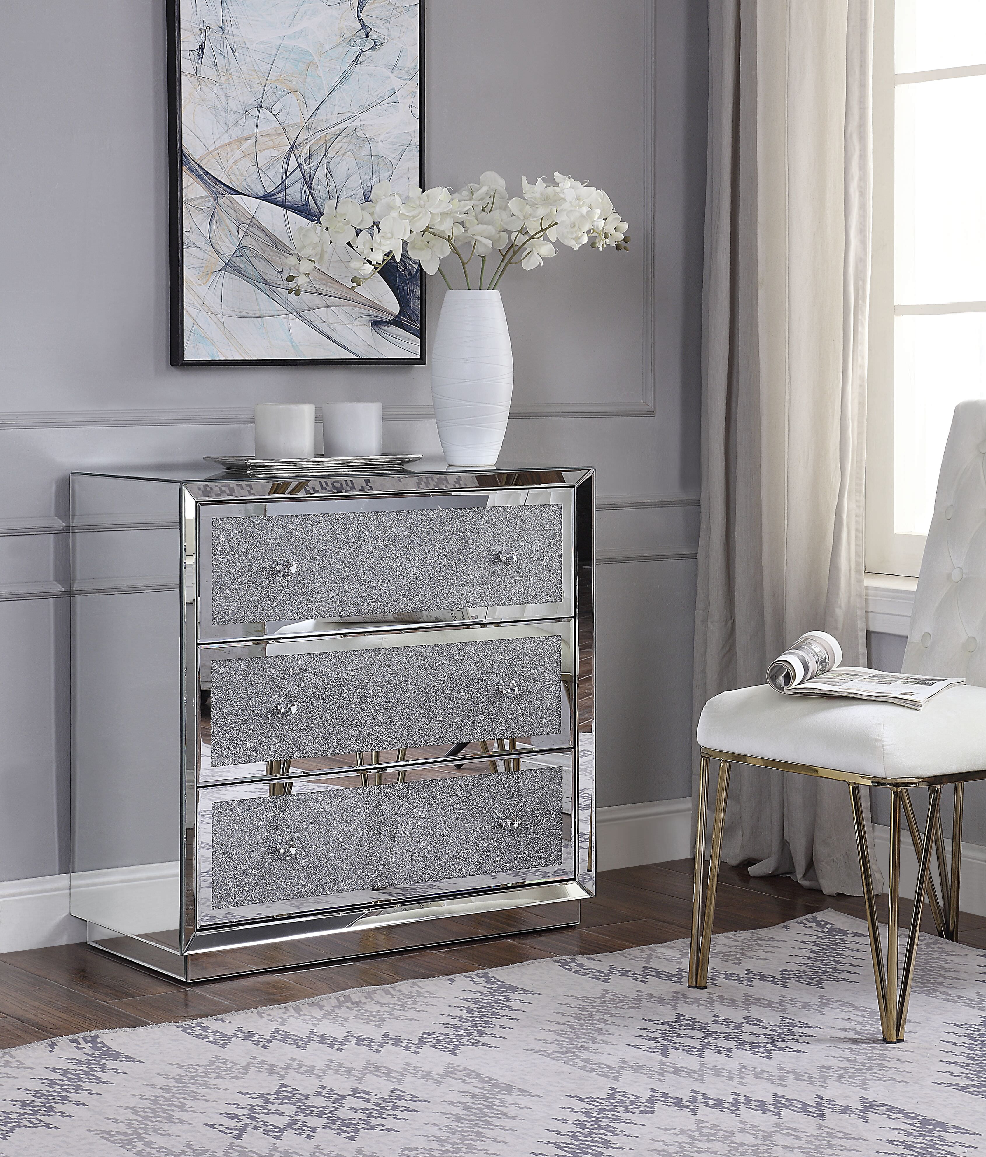 Acme Rekha Wooden Frame Rectangular, Wood Frame Mirrored Console Table