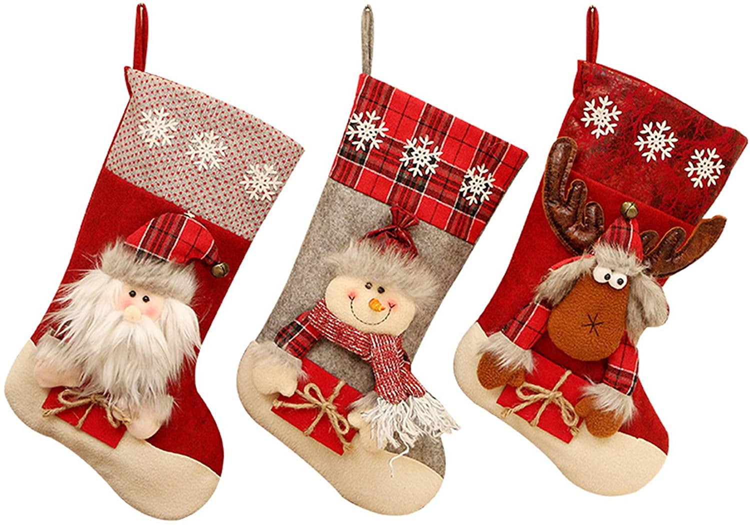 1 Pack-Elk Big Size Christmas Stocking Snowman with for Party Decoration and Party Accessory 18 Classic Christmas Stockings 