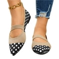 thumbnail image 5 of Polka Dot Mary Jane Flats, Elastic Strap Slip-On Shoes, Women's Polka Dots Mesh Ballet Flats Bowknot Pointed Toe Ballerina Flats Closed Toe Comfortable Casual Work Shoes, Khaki 6.5, 5 of 7