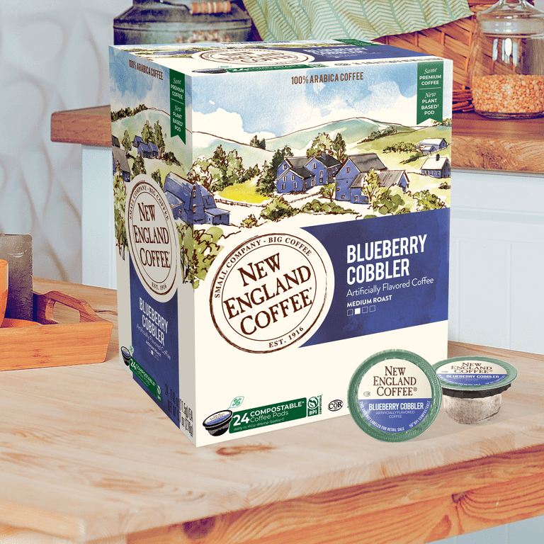 New England Coffee Blueberry Cobbler Blend Medium Roast, Single Serve Pods,  24 Count - Walmart.com