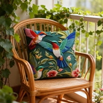 Tuvgenk 18x18 Inch Floral Bird Print Pillow Covers, Soft Velvet Decorative Throw Pillow Covers for Living Room, Couch, Bedroom