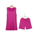 thumbnail image 6 of GILIGEGE 2 Piece Short Sets for Women Summer Women's Casual Oversized Two Piece V Neck Vest Open Top Top Top Tight Shorts Shorts Set Summer Beach Vacation Outfits Lounge Tracksuits Hot Pink Xl, 6 of 6