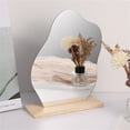 thumbnail image 3 of witspace Irregular Aesthetic Vanity Mirror Frameless, Table Frameless Mirror, Decorative Desk Tabletop Acrylic Mirrors with Wooden Stand for Bedroom,Living Room and Minimal Spaces Room Decor, 3 of 9