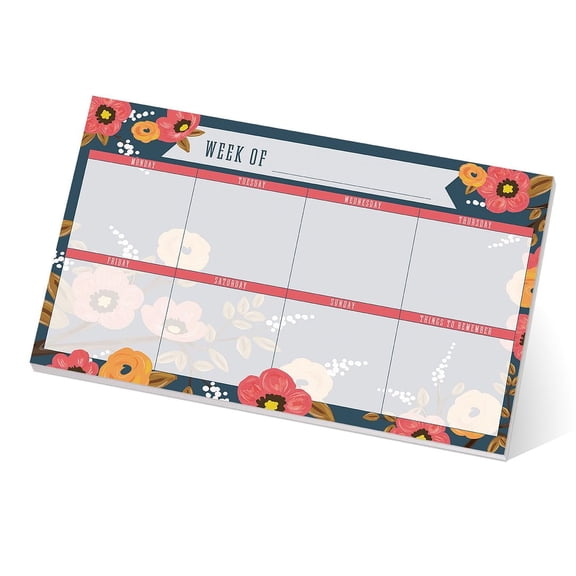 Modern Floral Sticky Note Weekly Calendar / 16.25" x 11" Repositionable Fill-in Planner/Large Weekly Undated Wall Calendar