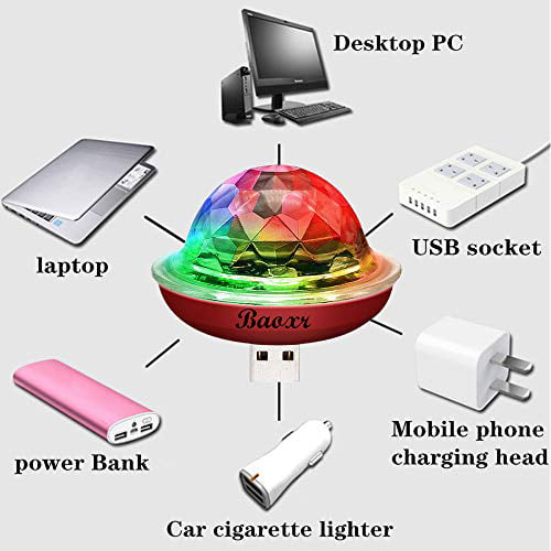 USB Mini Voice Control Party Lights LED Car USB Atmosphere Lights Mini Portable Strobe Lights red Disco Ball Lights Suitable for Christmas/Halloween/Home Interior Etc. 