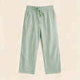 thumbnail image 5 of XXWXYD Girls Capr𝗂 Pants Gingha𝗆 Straight Leg Drawstring Elastic High Waist Casual Cropped Pant Loose Fit Summer Outfit Teen Kids Girls Summer Lightweight Cargo Shorts 4-14 Years, 5 of 8