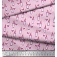 thumbnail image 3 of Soimoi Pink Cotton Poplin Fabric Bottle & Wine Glass Bar Decor Fabric Printed Yard 42 Inch Wide, 3 of 3