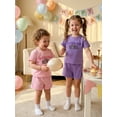thumbnail image 5 of BemeyourBBs Toddler Baby Girl Cowgirl Birthday Outfits Summer 1 2 3 4 5 6 Years Old Birthday Clothes Cowgirl Hat Letter Embroidery Short Sleeve T Shirt and Rolled Shorts Set, 5 of 9