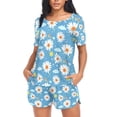 thumbnail image 4 of joogoo Women's Pajama Set Daisies and Rainbows Short Sleepwear Loungewear with Pockets M, 4 of 7