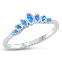 CHOOSE YOUR COLOR Marquise Blue Simulated Opal Ring .925 Sterling Silver Band CZ Female Size 10