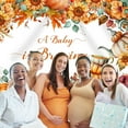 thumbnail image 3 of 7x5FT Tea Party Baby Shower Backdrop A Baby is Brewing Autumn Sunflower Maple Photography Background Newborn Baby Shower Party Decoration Supplies Cake Table Banner Photo Booth Studio Props, 3 of 6
