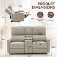 thumbnail image 3 of Korser 2-Seater Recliner Sofa with Pillow,Double Recliner Loveseat with Storage Console, Side Pockets, Cup Holders Manual Recliner Sofa for Living Room,Khaki, 3 of 8