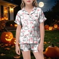 thumbnail image 2 of TOWED22 Halloween Pajamas Girl Fall Costume Graphic Button Up Sleepwears Loungewear 2 Piece Top and Shorts Pjs Sets for 2-13 Years Teens(White,2-3 Y), 2 of 5