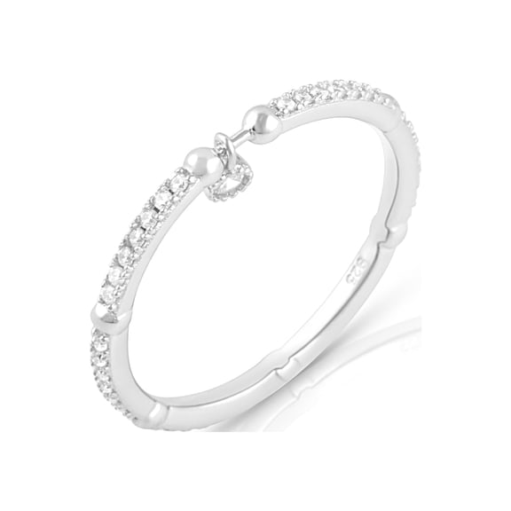 SilverCloseOut Sterling Silver Cz Thin Stackable Dangling Charm Ring