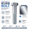 thumbnail image 3 of 16-Pack Caster Wheel Bolts,5/16"-18x2-19/50, Carbon Steel Galvanized, hex Head Screw, Replacement Hardware for Handcarts, Dollies and Utility Carts., 3 of 4
