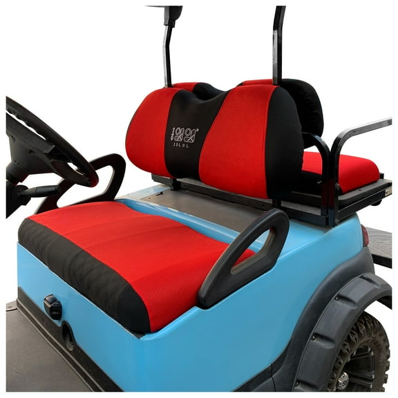 10L0L Golf Cart Seat Cover Set Fit for Yamaha Club Car Precedent Front Rear Seat, Breathable Polyester Golf Cart Cover Red Black , L   XS size