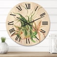 thumbnail image 2 of Designart 'Tropical Leaves Air Plant Succulent On White' Farmhouse Wood Wall Clock, 2 of 5