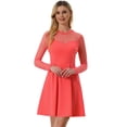 thumbnail image 1 of Vestido de Fiesta Allegra K Patinadora Transparente Melon Rojo L, 1 of 6