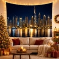 thumbnail image 3 of Modern Skyscraper Cityscape with Shimmering Water Reflections, Dramatic Digital Art for City Lovers, Vibrant Urban Wall Decor, Housewarming Gift Tapestry Wall Hanging for Bedroom and Living Room, 3 of 7