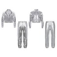 thumbnail image 1 of Runhomal Youth Boys Girls Jazz Hip Hop Dance Costume Metallic Streetwear Bomber Jacket and Sweatpants Set Silver 6, 1 of 6