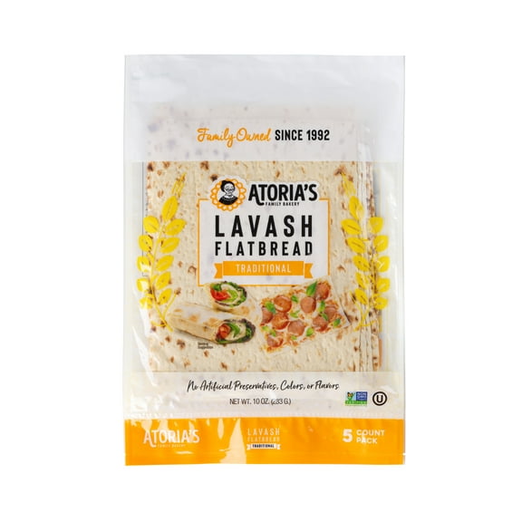 Atoria's Family Bakery Traditional Lavash Flatbread 3-Packs of 5 Flatbread (15 Flatbread)