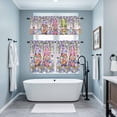 thumbnail image 3 of Blue Purple Gnomes Kitchen Curtains Sets for Windows 36 Inch Length, Spring Hydrangea Flower Leaf Pink Plaid Rod Pocket Window Treatments Tier Curtains and Valances Set for Bedroom/Bathroom, 3 of 8