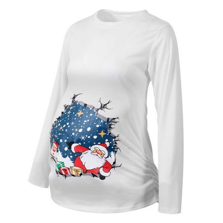 

Thanksgiving Deals For Days Christmas Long Sleeve Maternity Top T-shirt Pregnant Women Christmas Nursing Clothes
