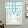 thumbnail image 2 of Blue Plaid Balloon Curtains for Bedroom/Front Door/Bathroom, Farmhouse Buffalo Check Stripes Modern Geometric Tie Up Curtains 63 Inch Length Kitchen Curtains Shades for Windows 46"x63", 2 of 8