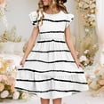 thumbnail image 3 of Avrntaa Cute Ruffle Sleeve Girls Summer Dress Casual Crewneck Swing A-Line Midi Dress for Age 5 to 14, 3 of 8