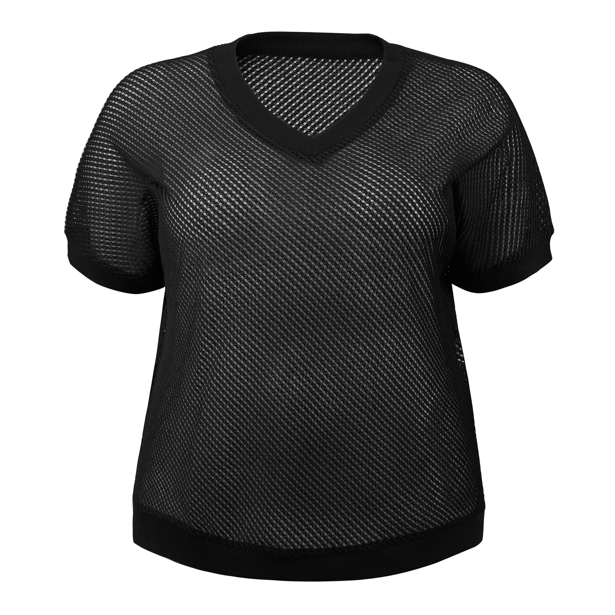 DARING DIVA Women's Plus Half Sleeve Waffle Knit Blouse Casual Top 2X Black