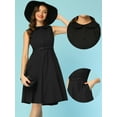 thumbnail image 2 of Unique Bargains Women's Summer Flat Collar Cotton A Line Sleeveless Dress M Black, 2 of 6