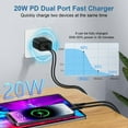 thumbnail image 2 of AndHot USB Wall Charger Block, Dual Port USB Charger+PD 20W Type C Charger Block Power Adapter Plug, USB C Block Charging Box Brick Cube Charger Station Compatible for iPhone Samsung Android, Black, 2 of 7