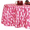 thumbnail image 1 of Deconovo Lino sintético con presillas Pattern Table Cover, Water Resistant and Spill Resistant Round Tablecloth para Party, Rose Red, 54 Inch, 1 of 7