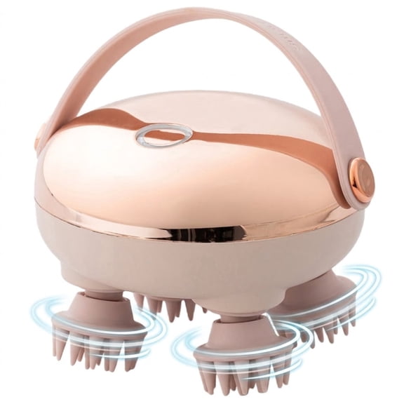 Head Scalp Kneading Electric Massager, Portable Rechargeable Waterproof Hair Massager Scratcher for Headaches, Migraines, Hair Growth, and Stress Relaxation, Gifts for Women, Men, Pets (Gold)