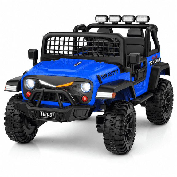 24V 2 Seater Ride On Car for Big Kids, Remote Control, Spring Suspension, LED Lights, Music & Bluetooth, 4WD Electric Vehicle for Kids Ages 3-8