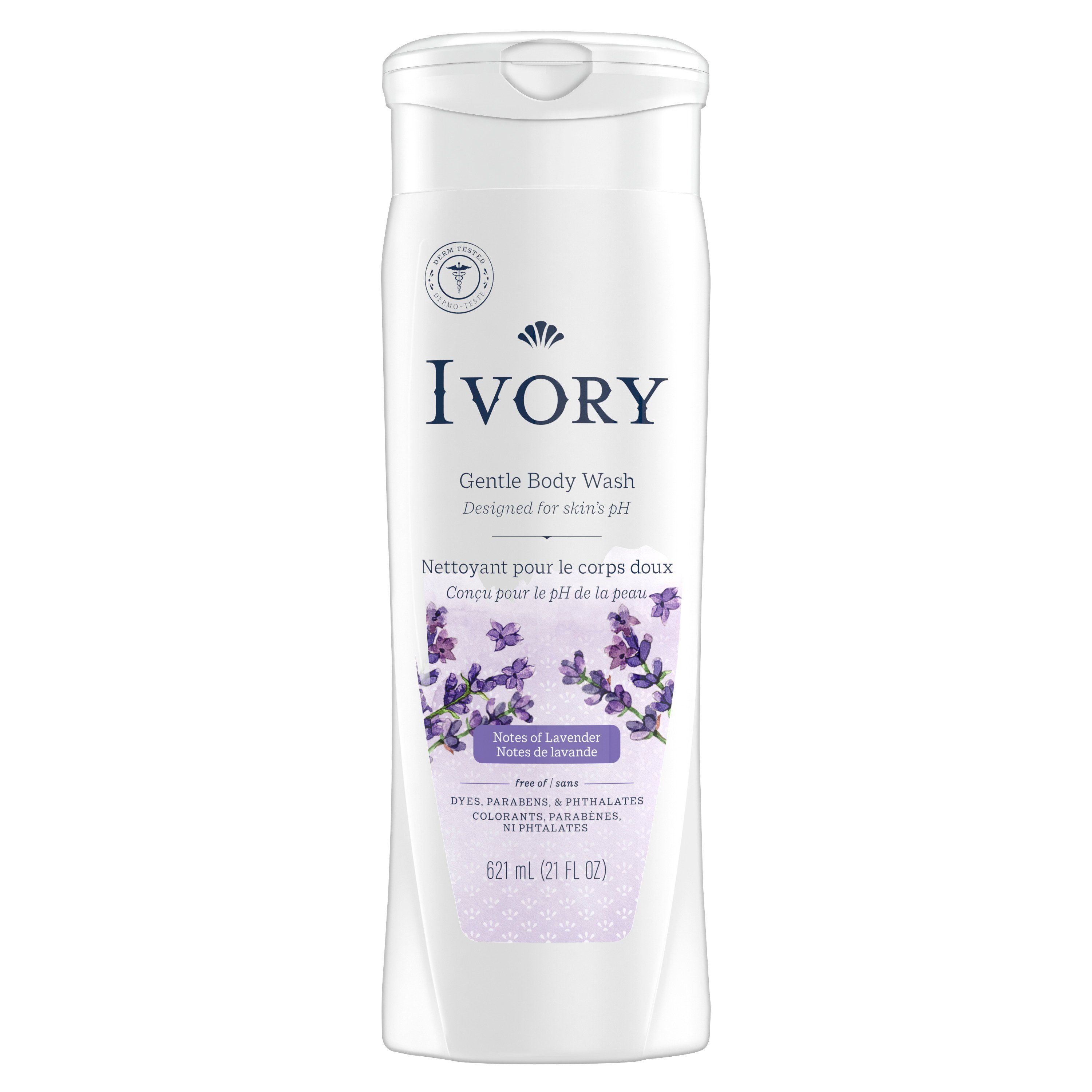 Ivory Mild & Gentle Body Wash, Lavender Scent, 621ML
