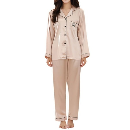 

TAIAOJING Womens Long Sleeve Pajamas SetsSpring Pyjamas Color Casual Long-sleeved Comfortable Ladies Set Home Suits Sets