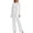 White-Trousers Suit, variant on Elegant Solid Color Long Sleeve Crew Neck Lace Chiffon Floral Top and Wide Leg Pants Two Piece Pantsuit for Women Wedding Guest Plus Size Brick Red L