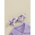 thumbnail image 6 of vera natura Toddler Girls Two Piece Outfits Daisy Print Patchwork Ribbed Dress and Headband for Summer Clothes, 6 of 8