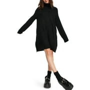 Topshop Turtleneck Sweater Dress in Black at Nordstrom, Size Small
