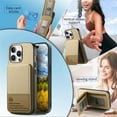 thumbnail image 3 of For iPhone 12 Pro / 12 6.1" Wallet Phone Case,Twill Pattern Design,With Card Slots,Flip Premium PU Leather Magnetic Closure Kickstand Heavy Duty Protective Shockproof Rugged Phone Case,Khaki, 3 of 9