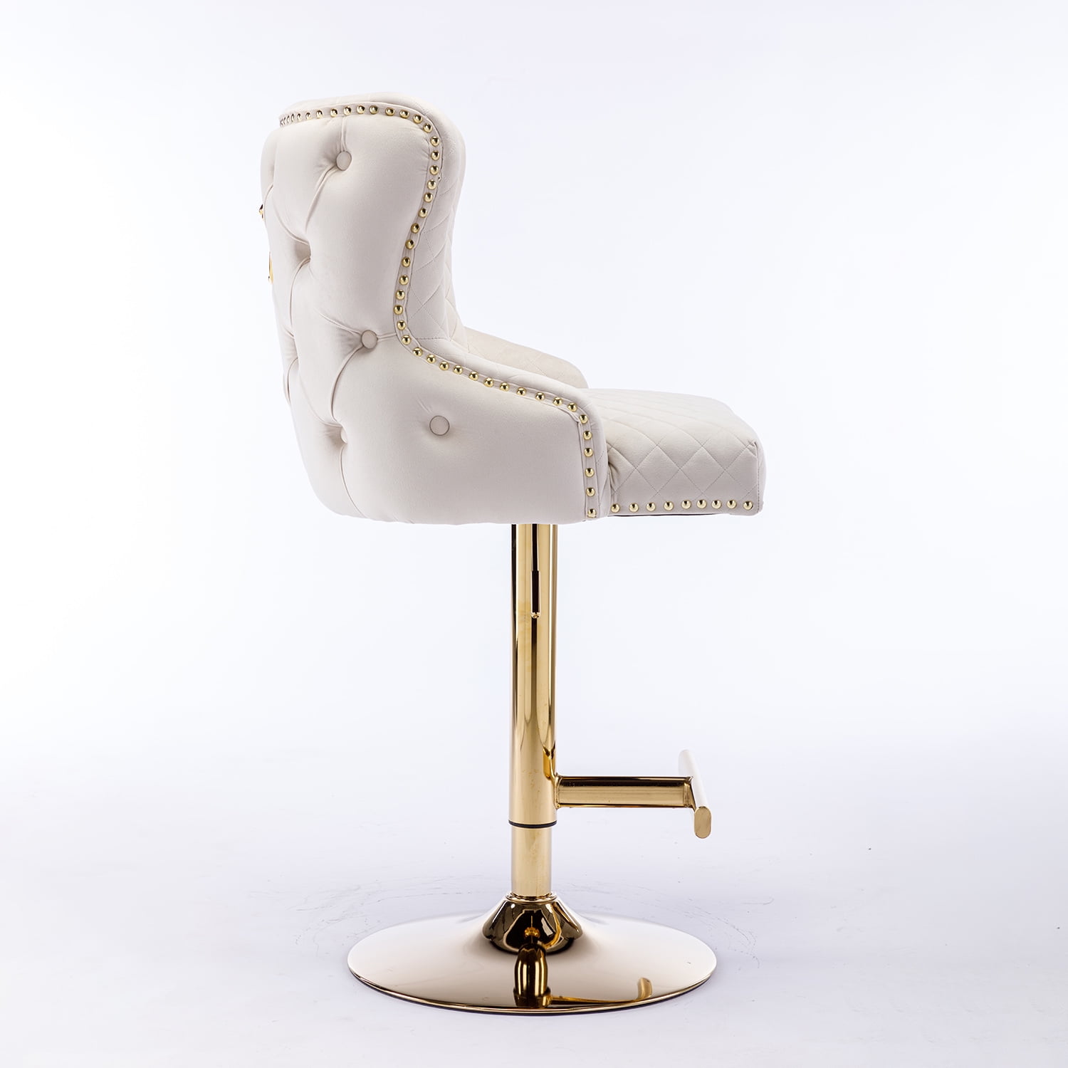 Demi Bonn 48" Adjustable Counter Height Bar Stools, Velvet Barstools with Back, Kitchen Island Countertop Chairs for Dining Room, Beige