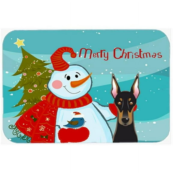 Carolines Treasures Snowman With Doberman Mouse Pad- Hot Pad & Trivet